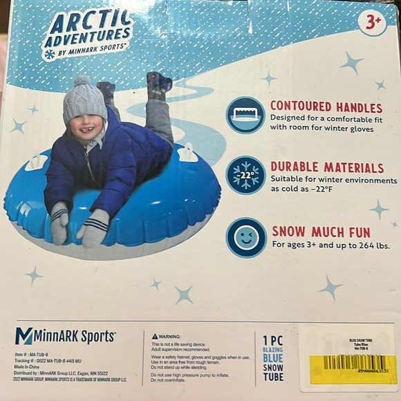 NIB  Arctic Adventures inflatable 33 inch snow tube Blue & White tube New in box - Picture 3 of 10